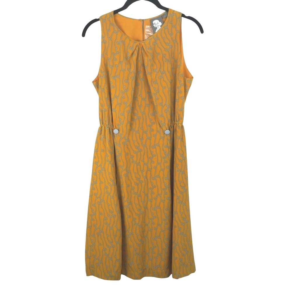 Girls From Savoy Silk Sleeveless Dress Women Size 6 Mustard Yellow Geometric
